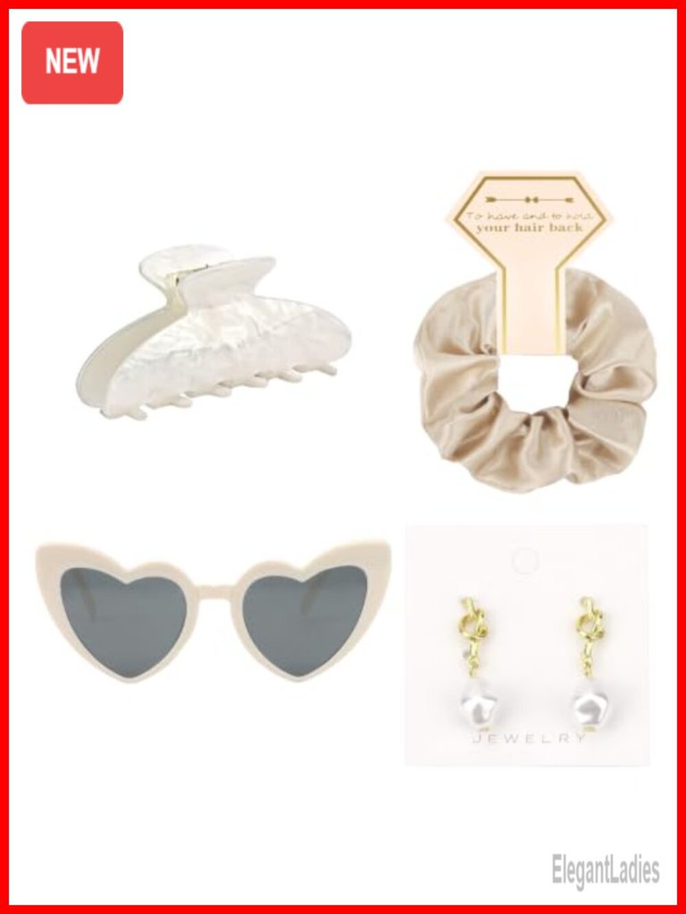 Bridesmaid Proposal Gifts Set with Satin Scrunchie, Pearl Earrings, Claw Clips,